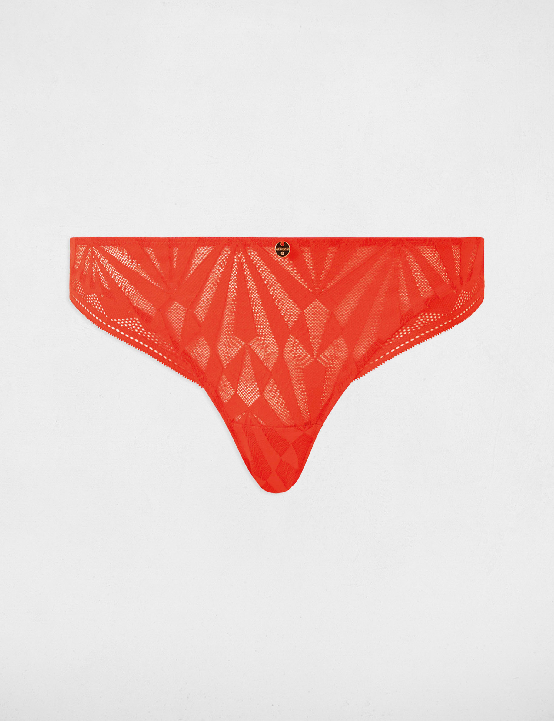 Tanga en dentelle orange femme