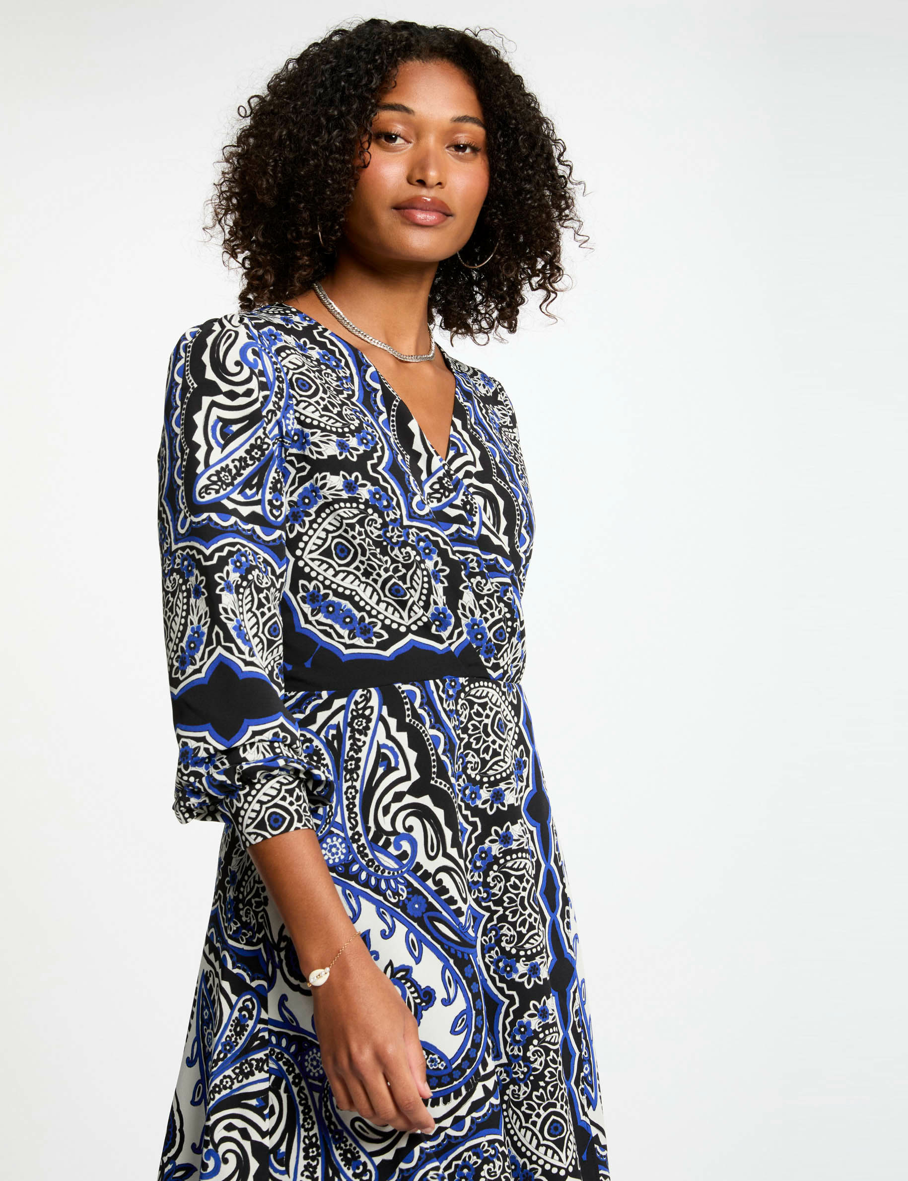 Robe courte évasée imprimée multicolore femme