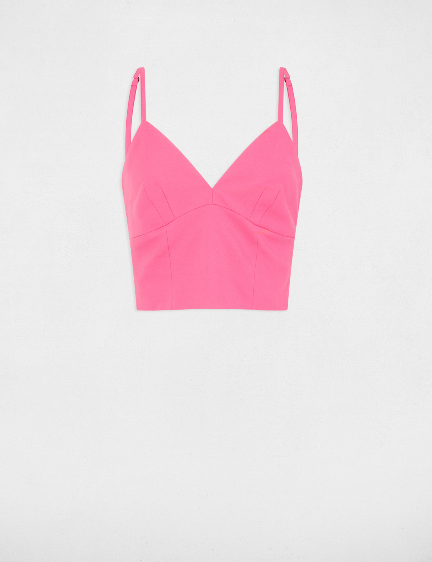 Crop top met smalle bandjes roze vrouw