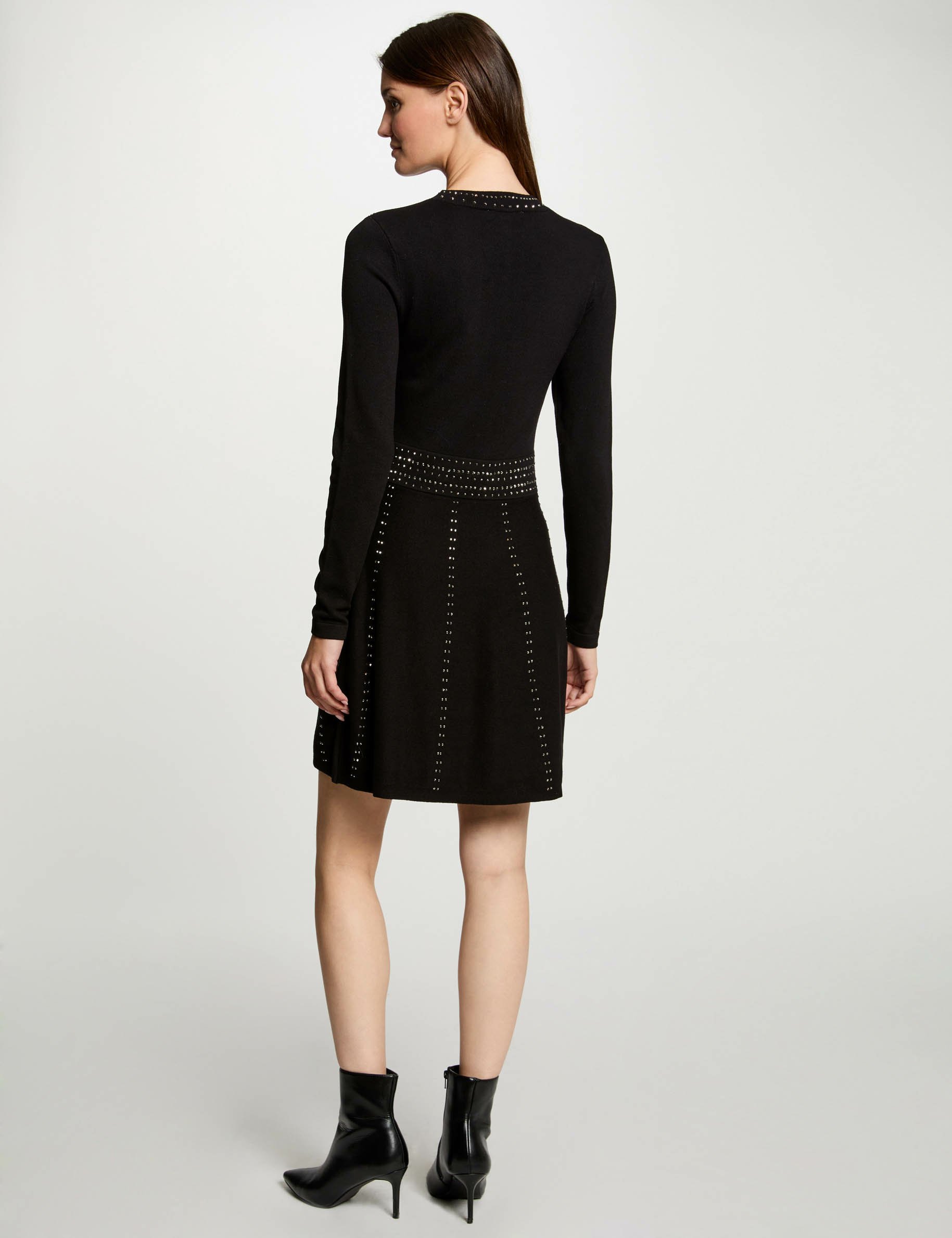 Robe tricot courte ajustée noir femme