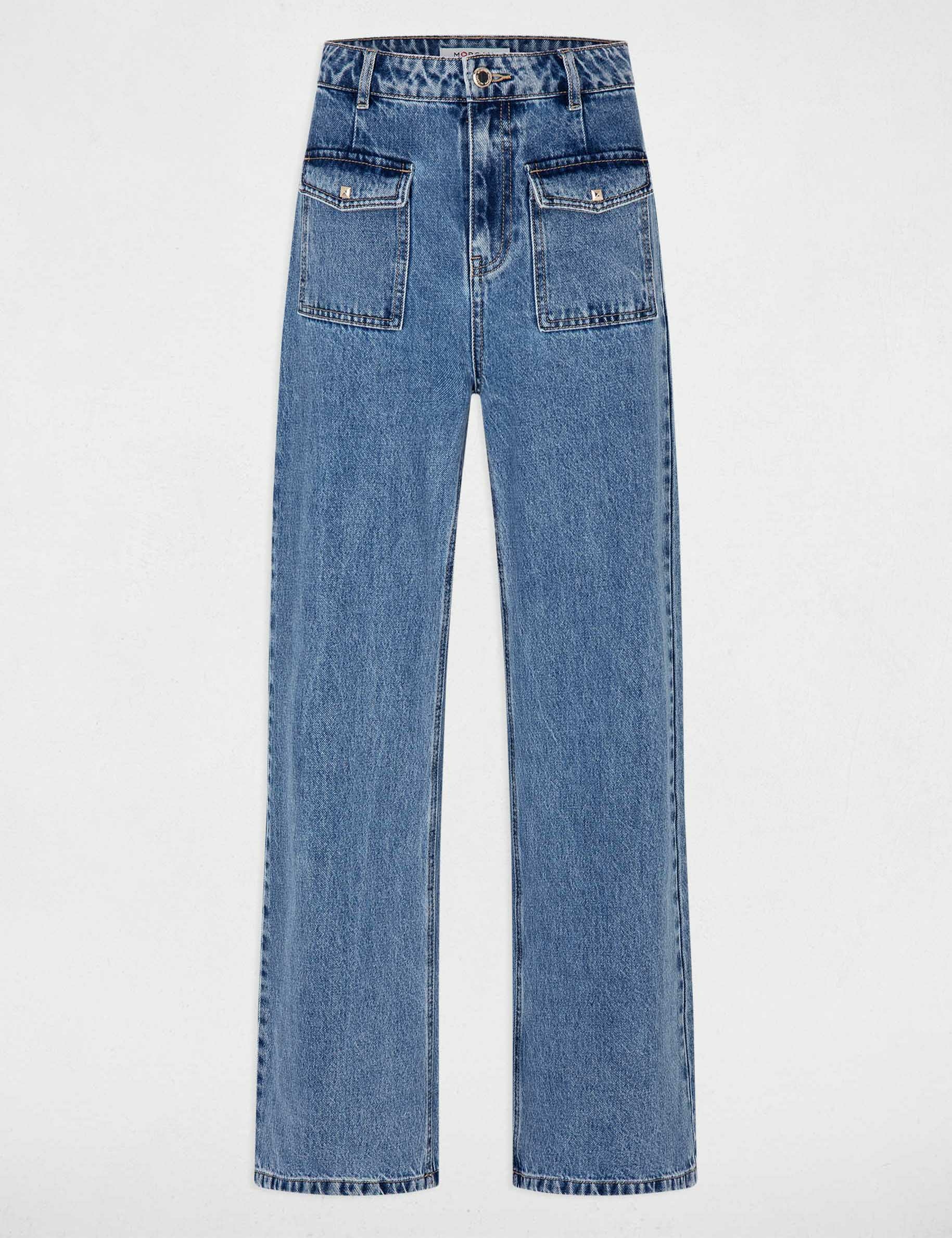 Jeans large taille haute jean double stone femme