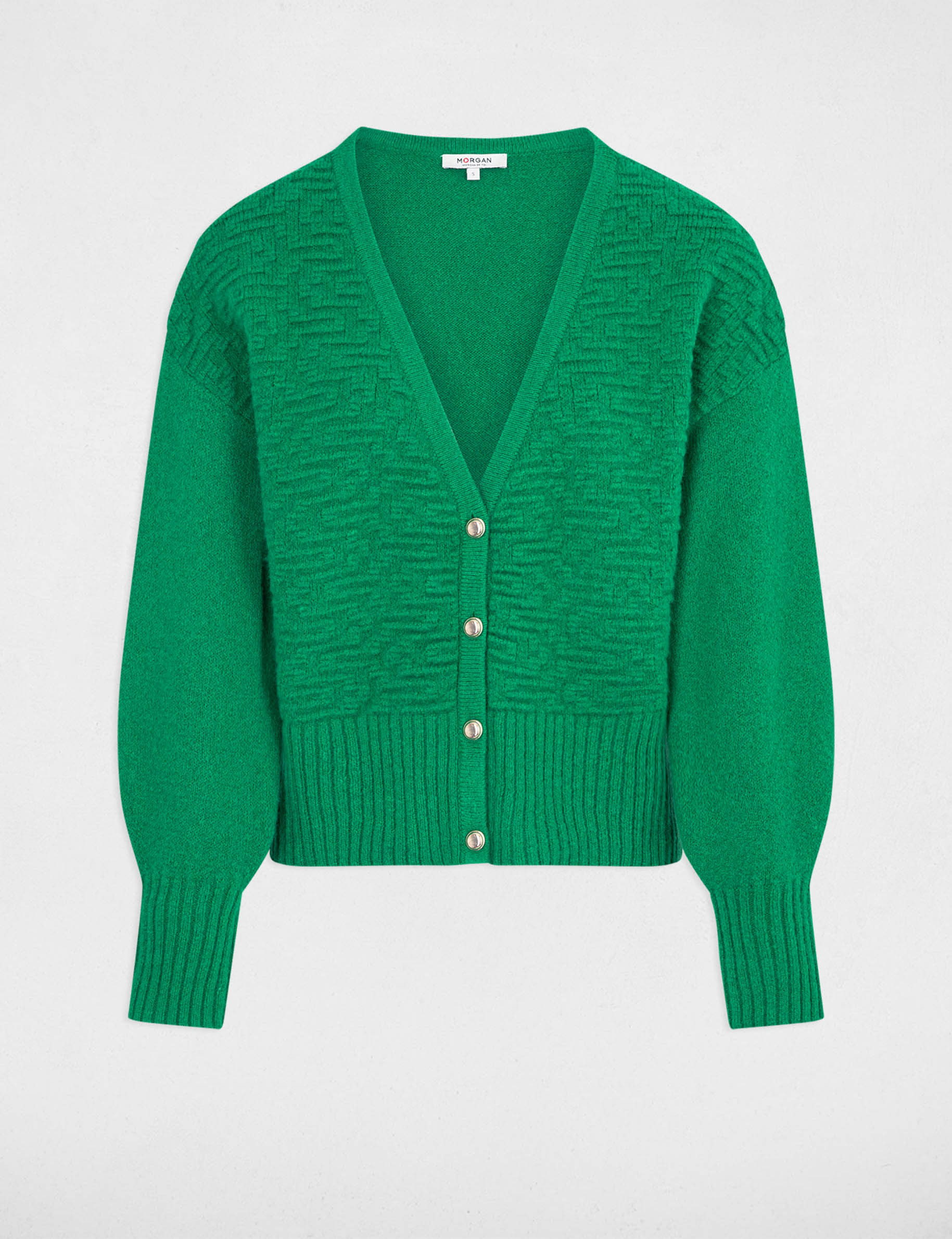 Cardigan met lange mouwen en V-hals groen vrouw