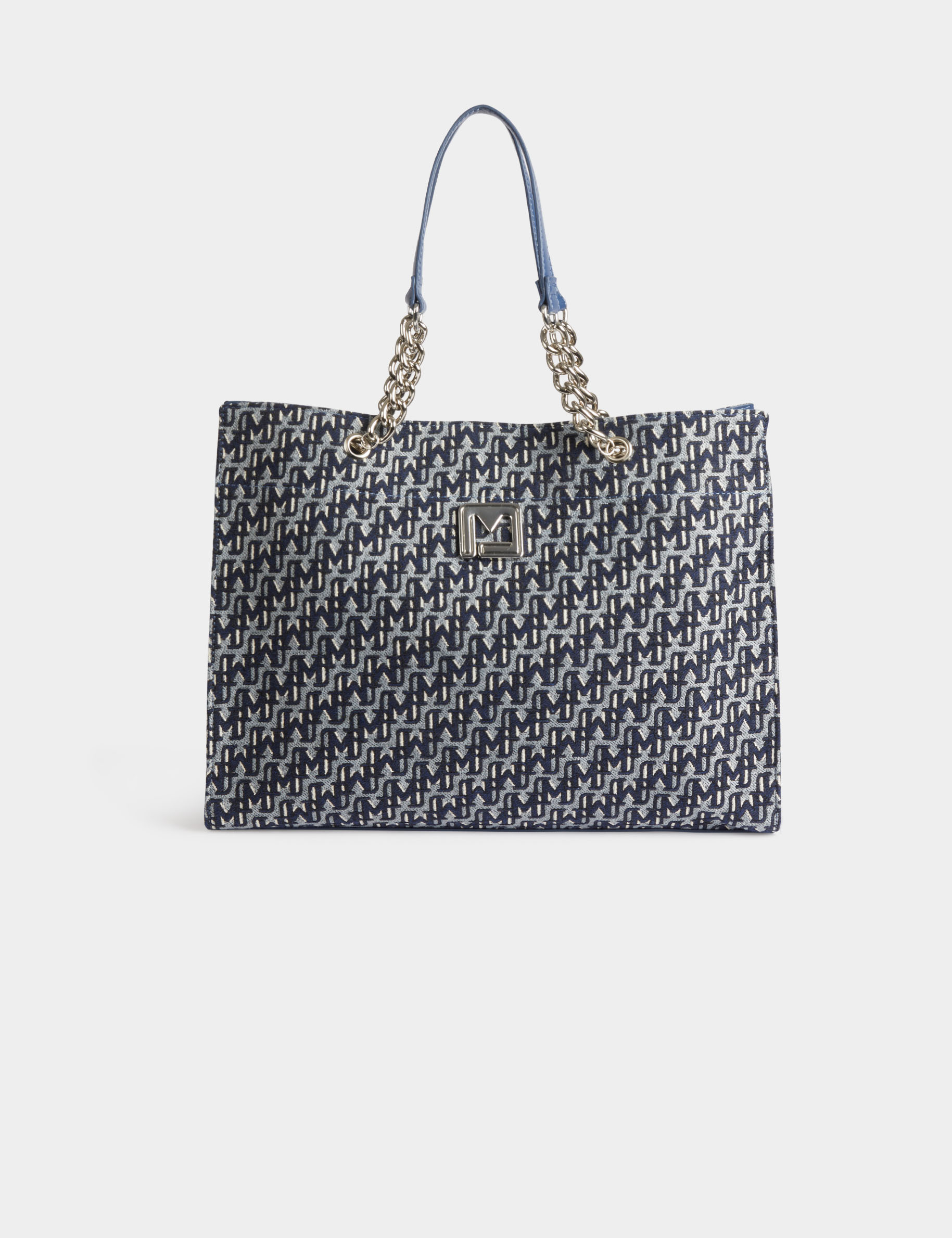 Sac cabas imprimé monogramme denim stone femme