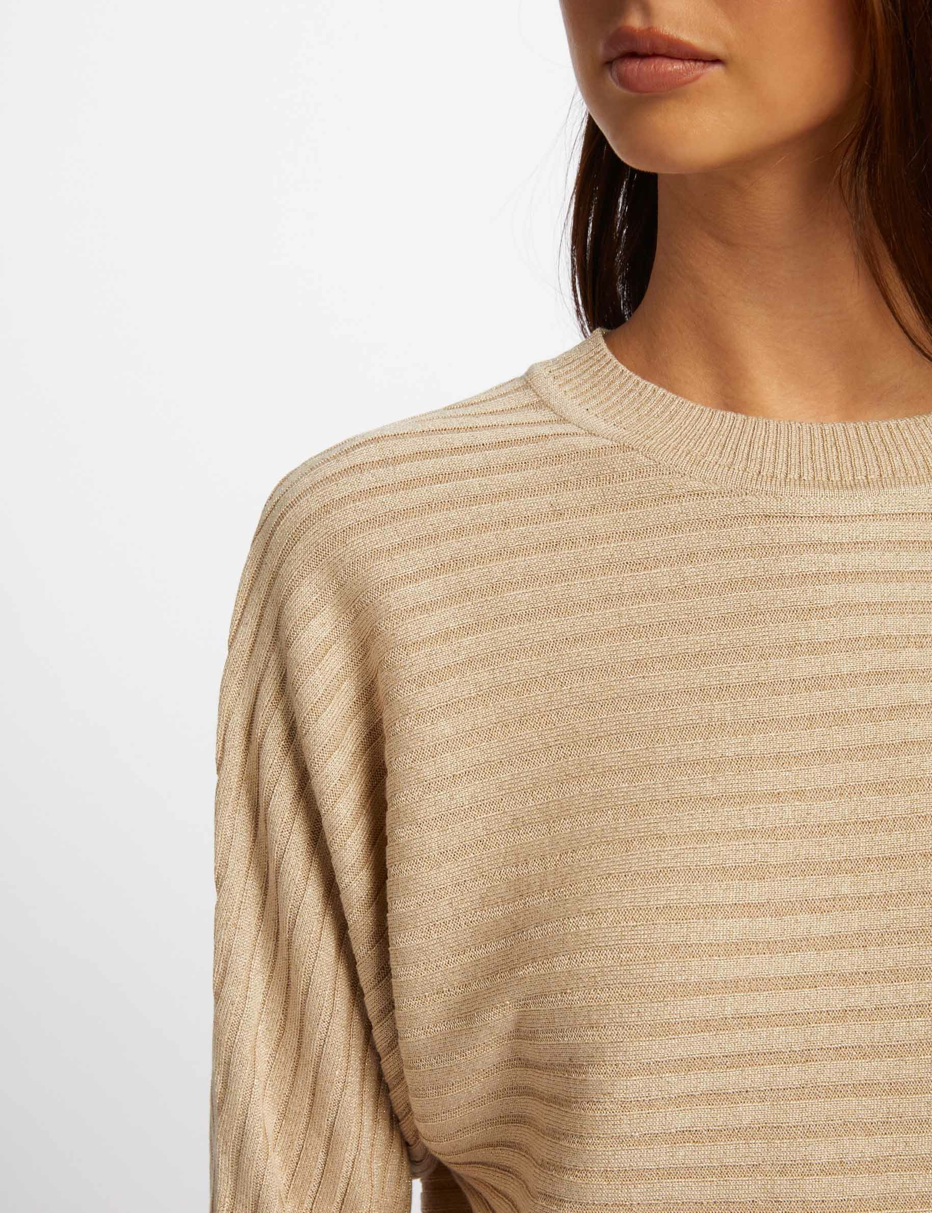 Pull manches 3/4 beige femme