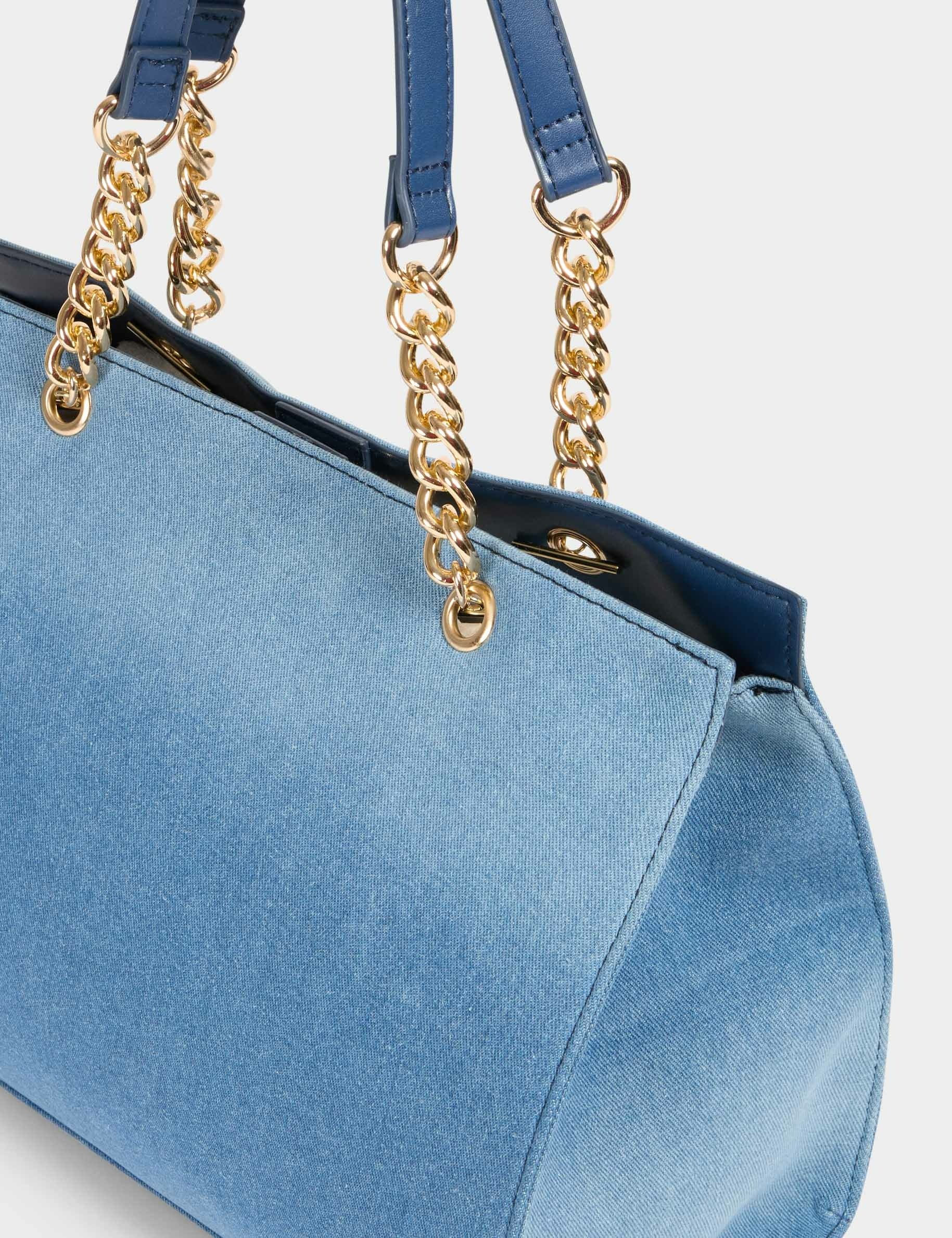 Handtas van denim stone washed denim vrouw