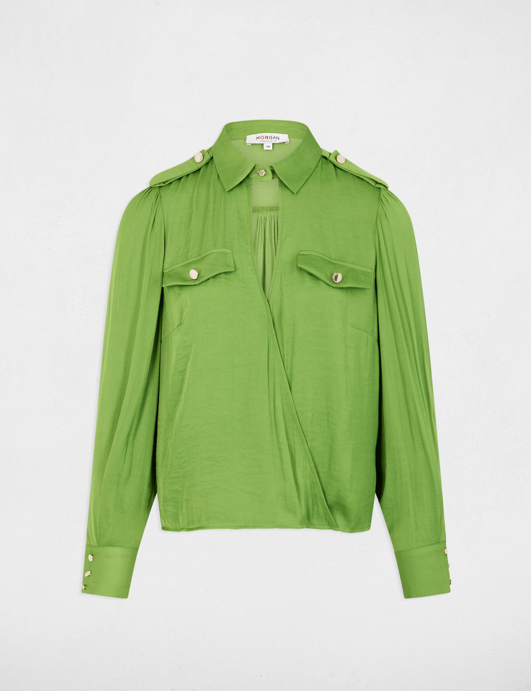 Blouse manches longues vert anis femme