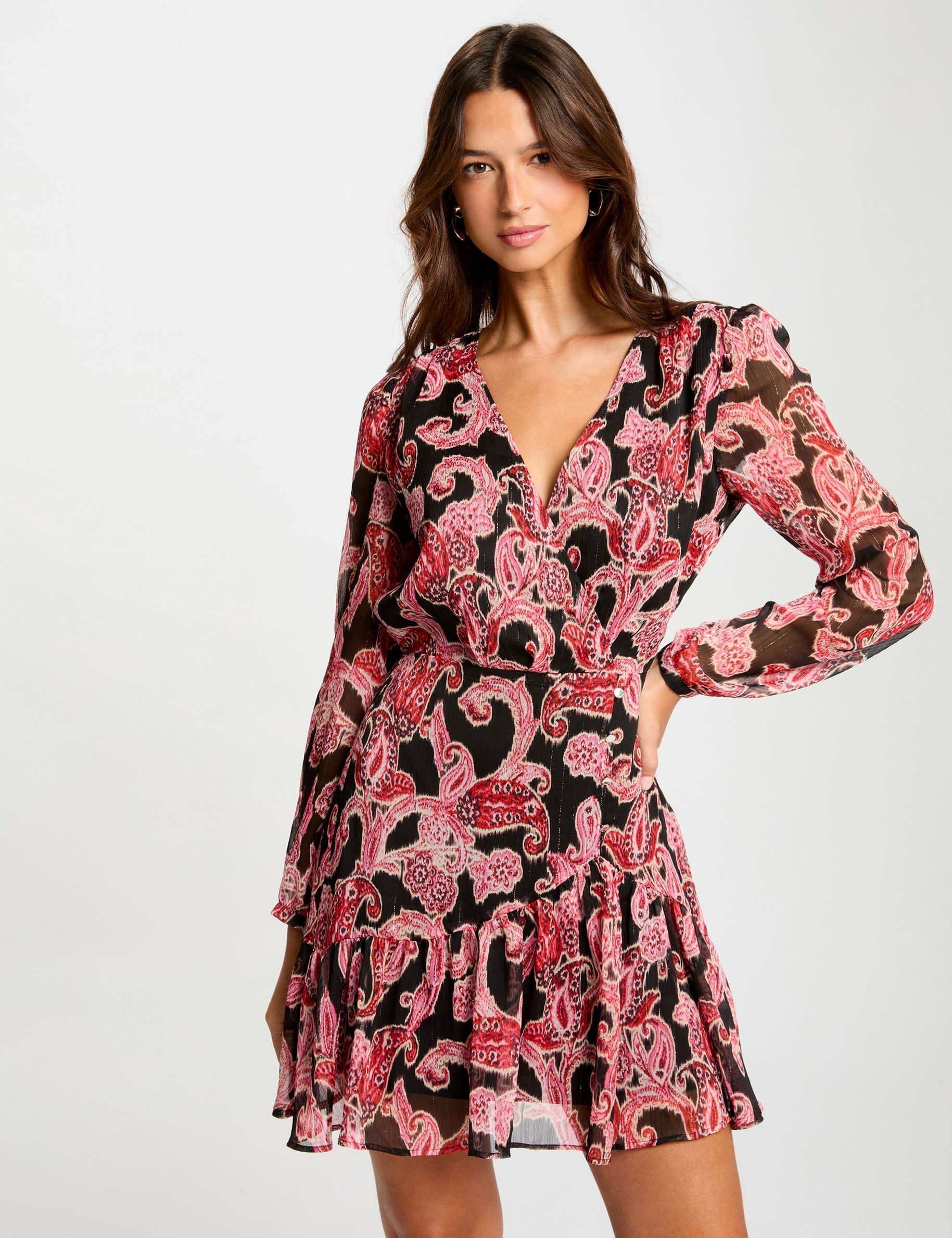 Robe courte cintrée imprimée multico femme