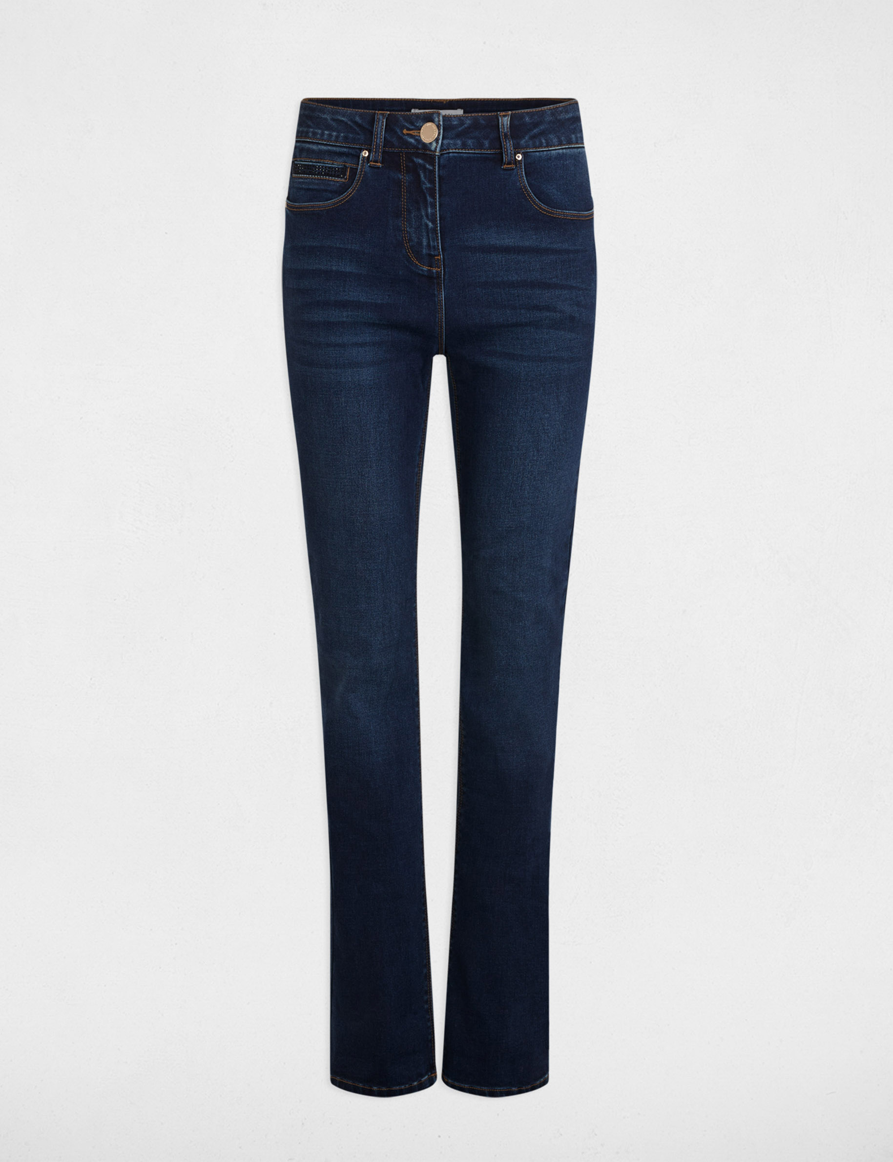 Rechte jeans met hoge taille raw jeans vrouw