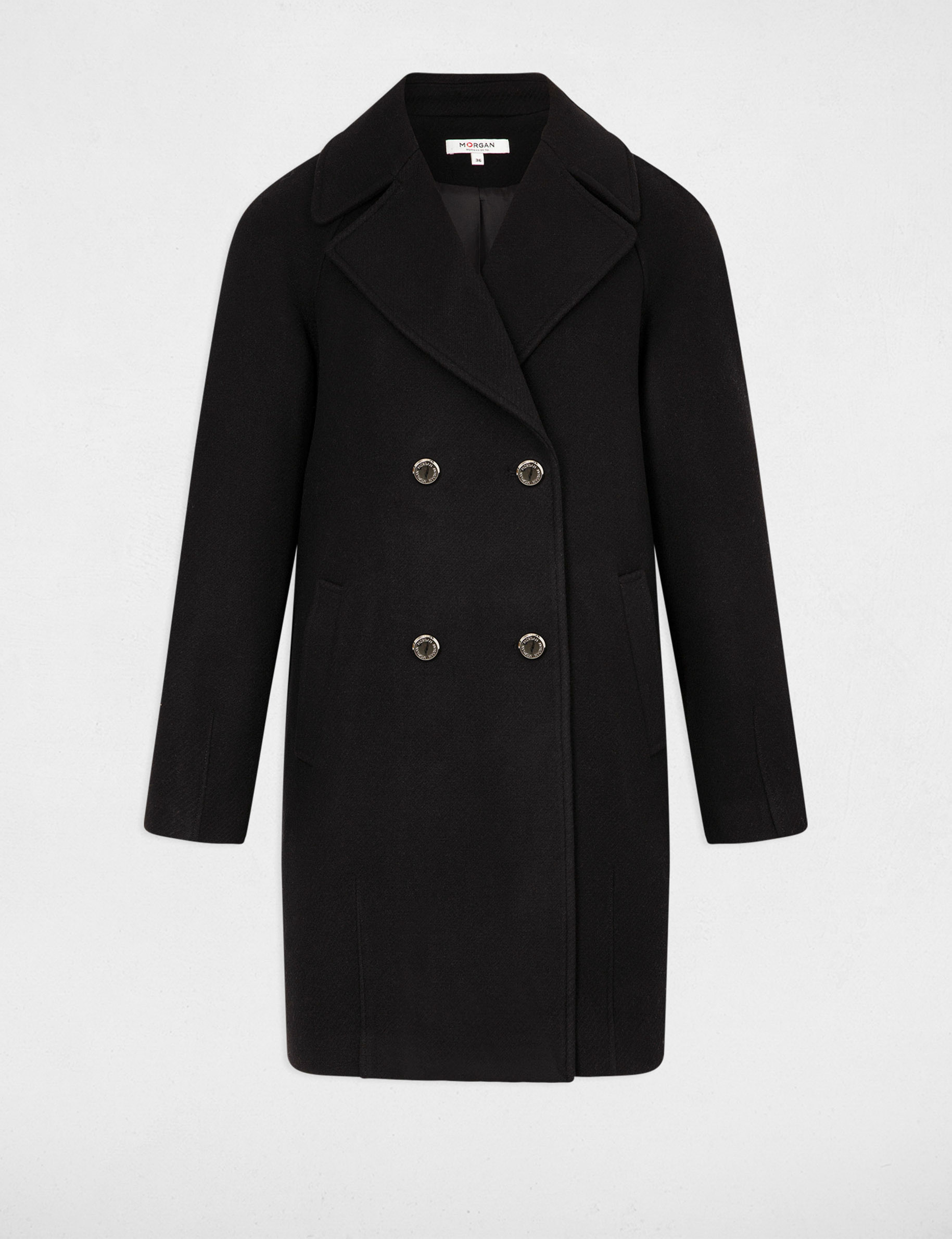 Manteau long ample noir femme