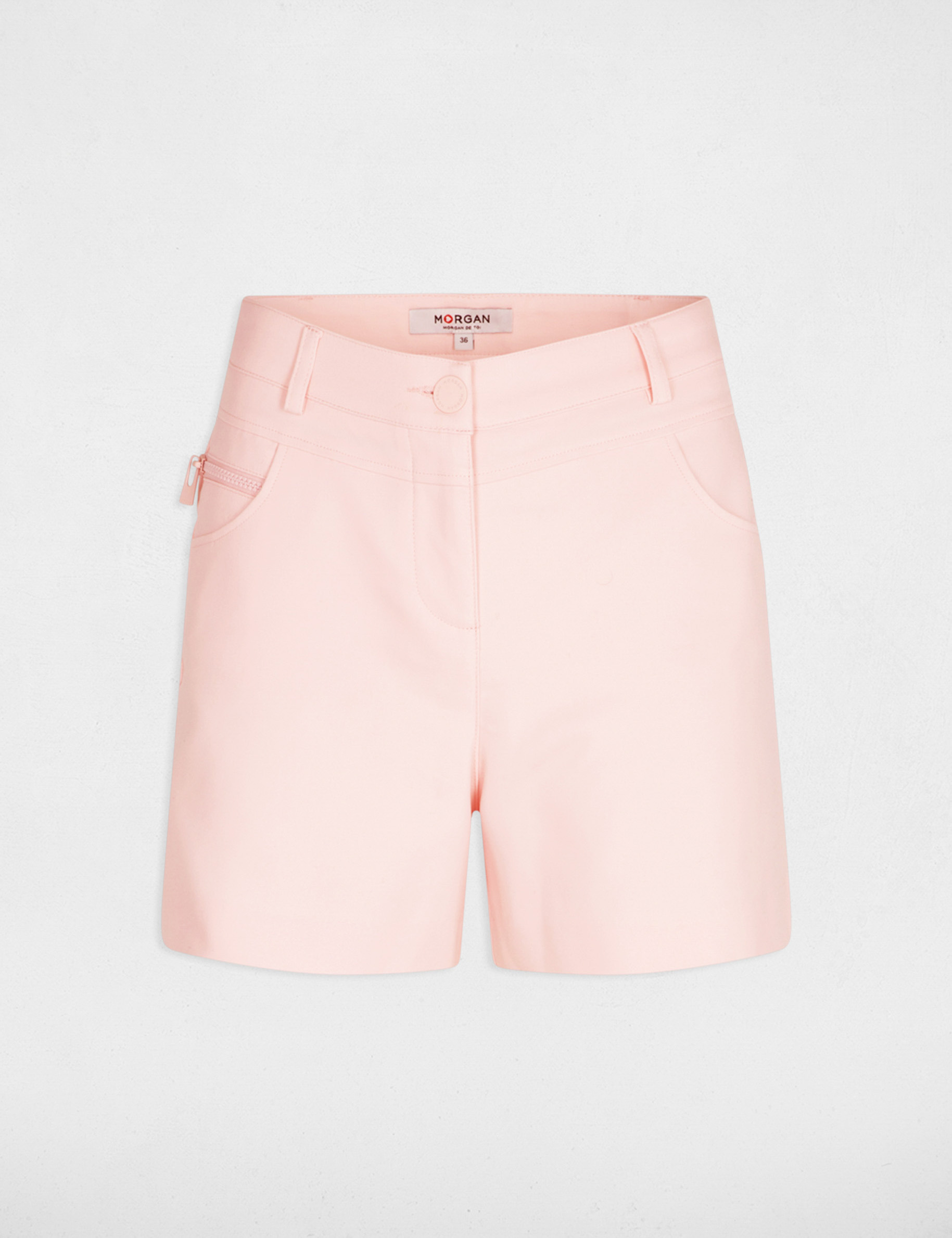 Nauwsluitende short met hoge taille lichtroze vrouw