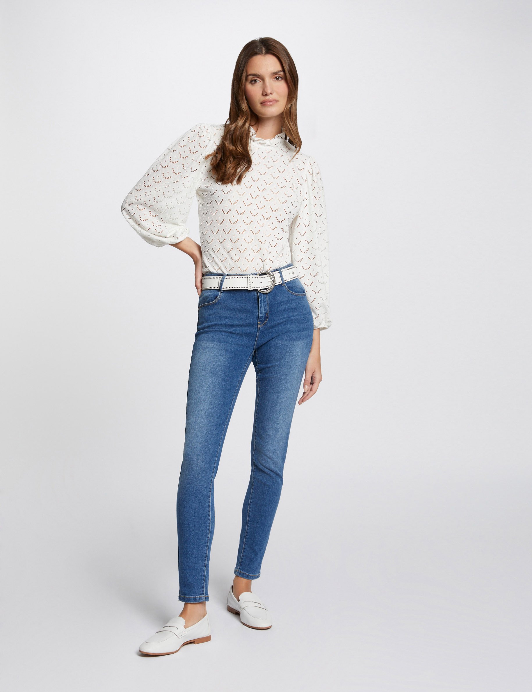 Slim fit jeans standaardmaat stone washed denim vrouw