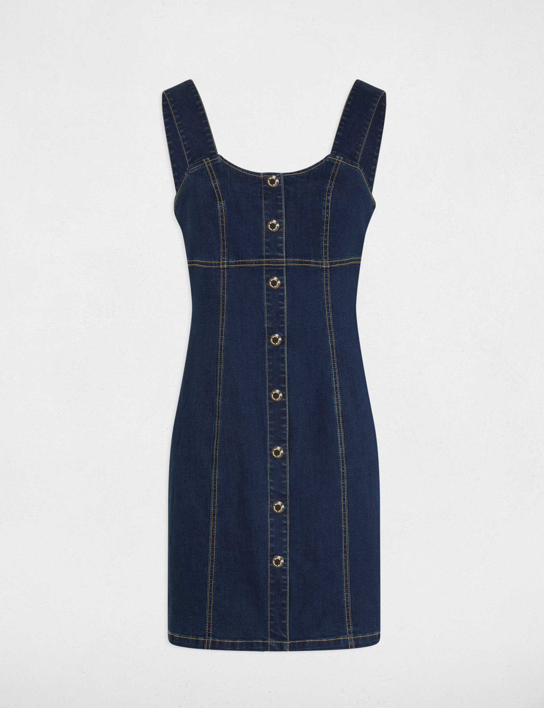 Robe courte droite en jean jean brut femme